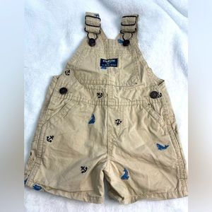 OSHKOSH Tan Shortalls with Whales and Anchors